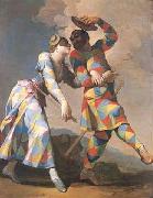 Giovanni Domenico Ferretti Arlecchino und Colombina oil painting on canvas